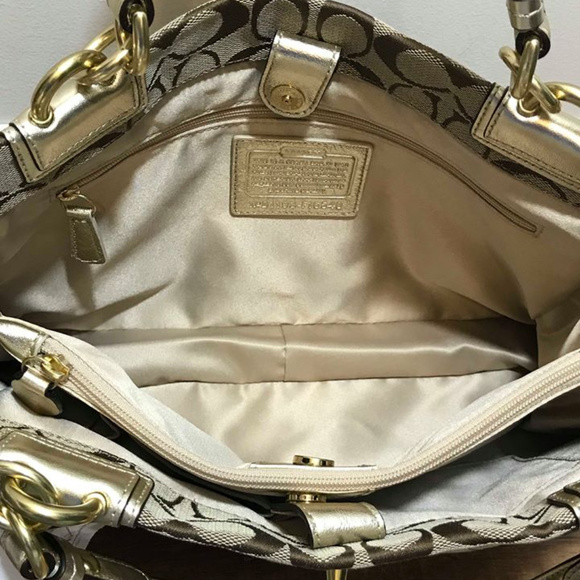 Coach | Bags | Coach Signature Gold Jacquard Fabric | Poshmark